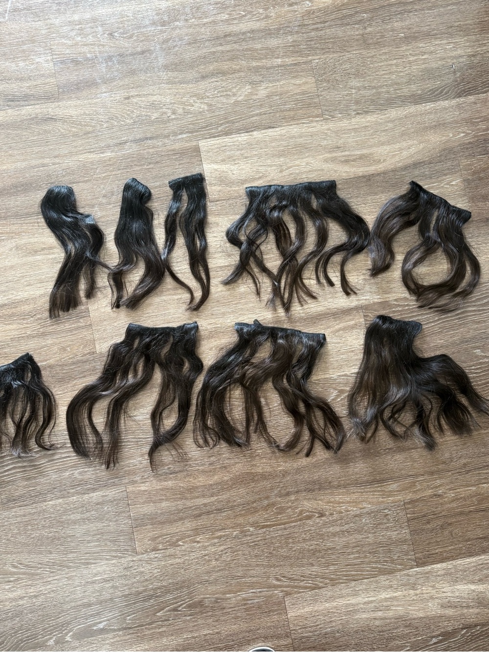 Ombré Black to brown human hair extensions clip in